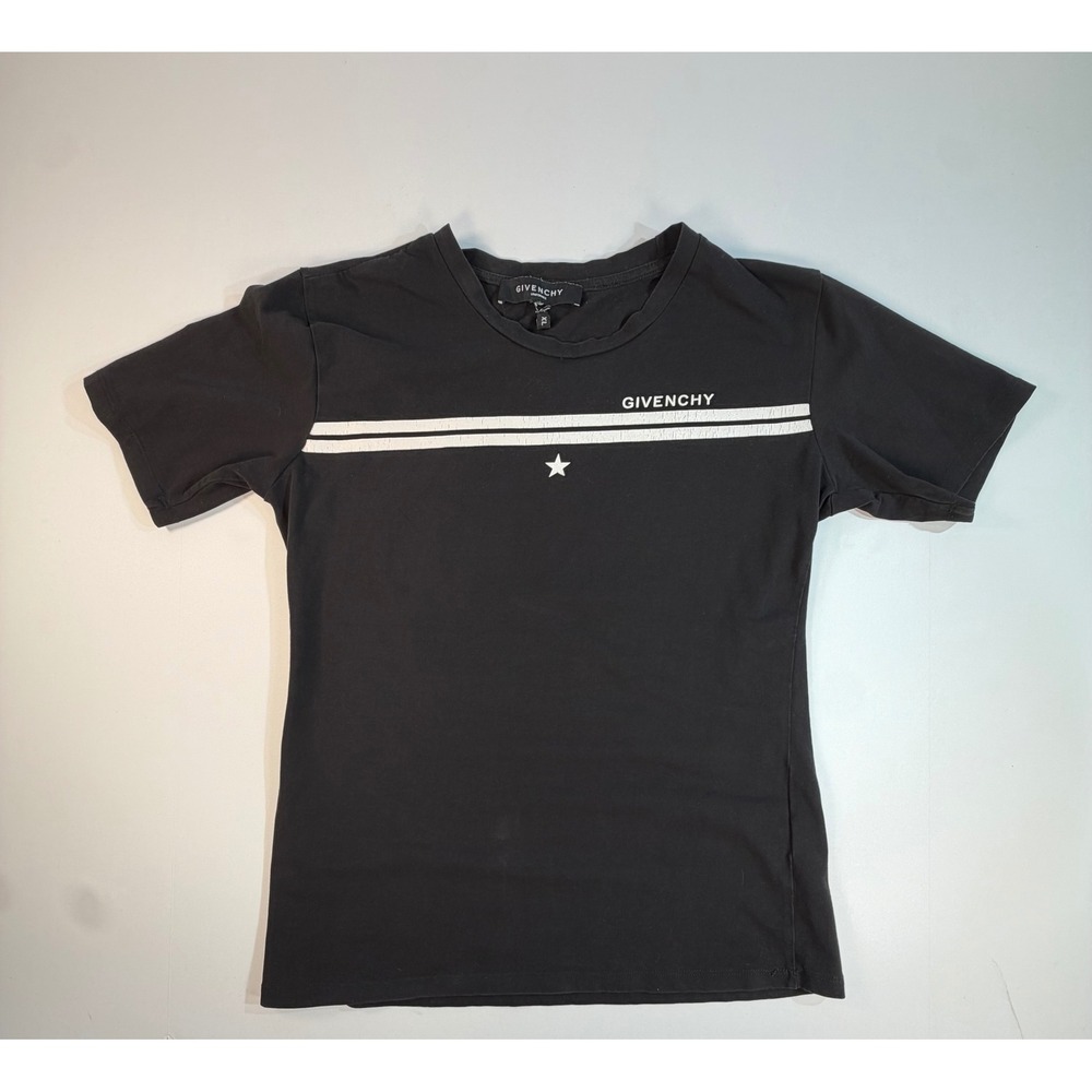 Givenchy Uniformes Black Graphic T-Shirt XL Star Stripe Crew Neck Luxury Tee